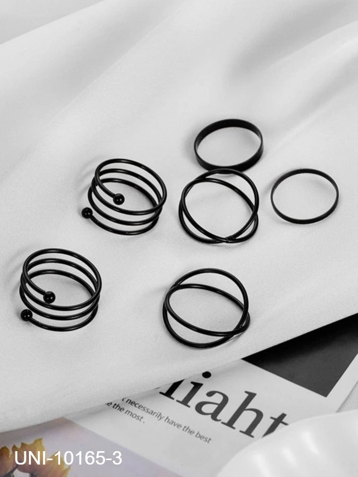 UNI-10165-3  - Black Foil - Ring Set Of 6
