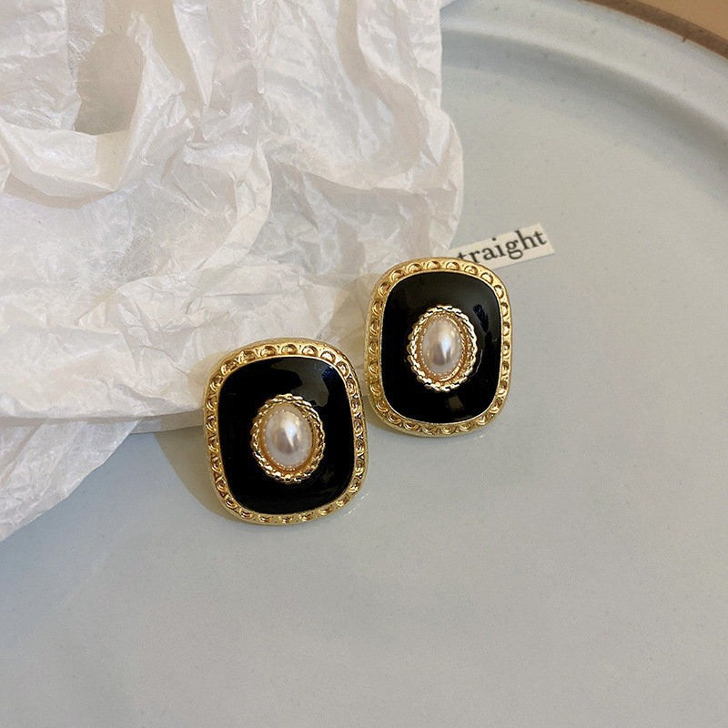 UNI-10574 - Black & Gold Frame - Earring
