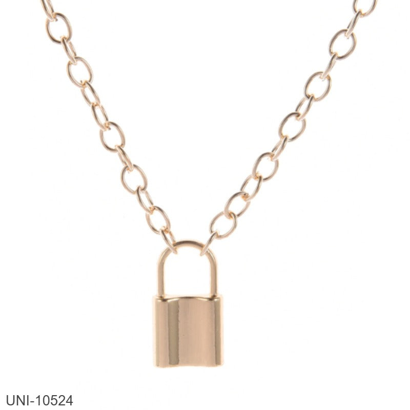 UNI-10524 - Gold Lock - Necklace