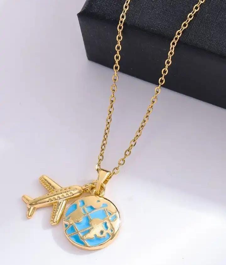 SS-11871-1- World Tour Plane Gold   - Necklace