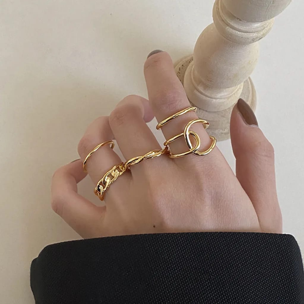UNI-10165-8  - Gold Foil - Ring Set Of 5