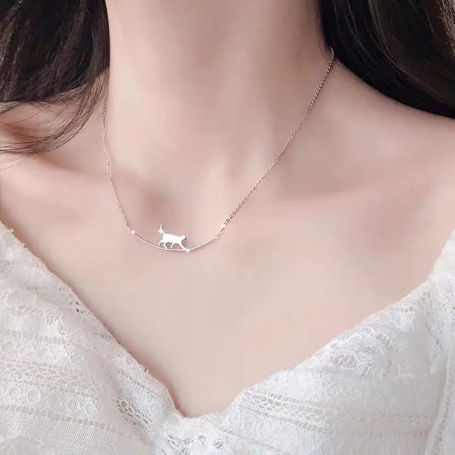 UNI-10927 -  Cat Walking Silver - Necklace
