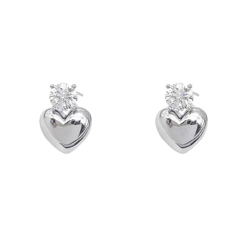 UNI-10414 - Silvers Heart Diamond  - Earring