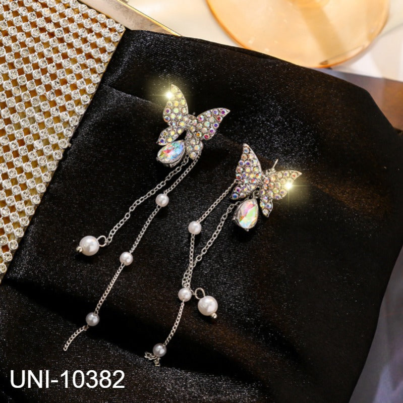 UNI-10382 - Crystal Dangling Butterfly - Earring