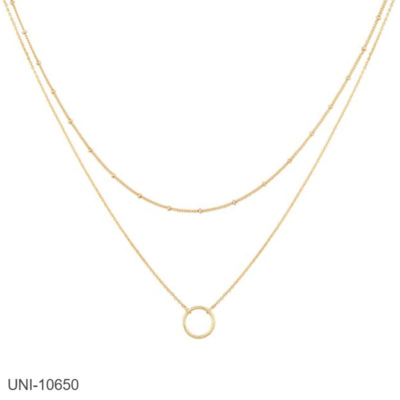 UNI-10650 - Gold Circle Double Layer - Necklace