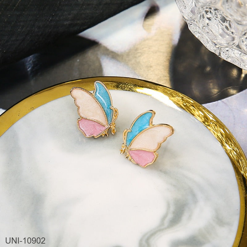 UNI-10902 - Colorful Butterfly  Gold - Earring