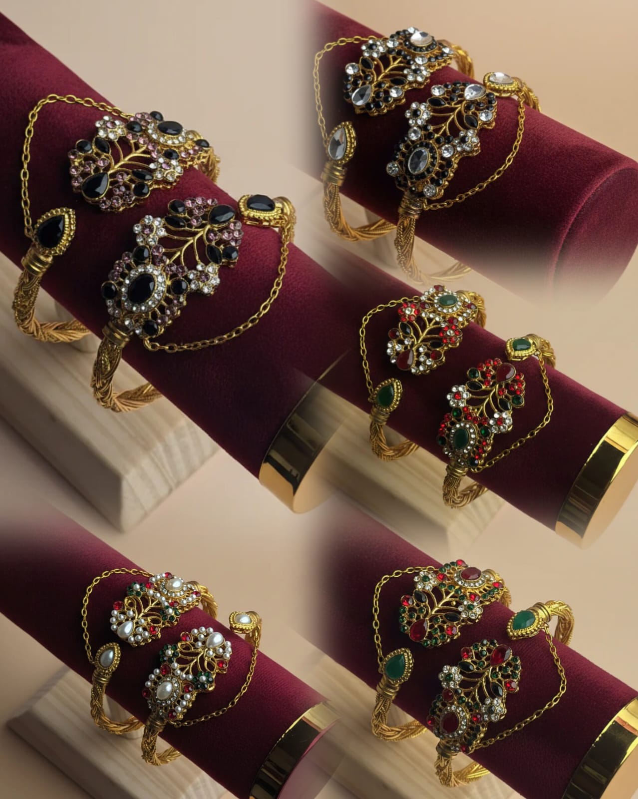 CH-116 - Luxury  Diamonds Gold - Bangle Set Of 2