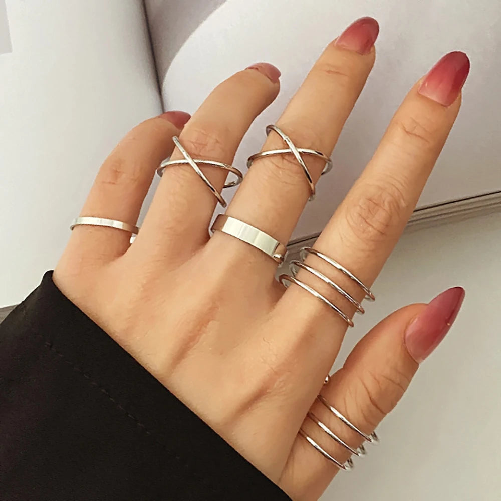 UNI-10165-5  - Silver Foil - Ring Set Of 6