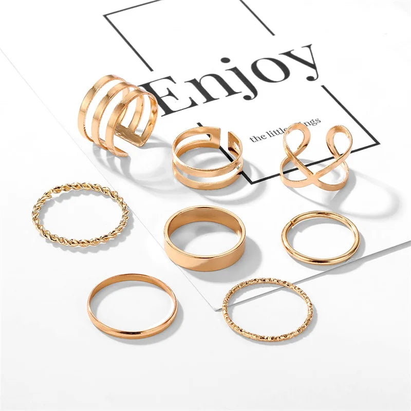 UNI-10165-10  - Gold Foil - Ring Set Of 8 Style 1