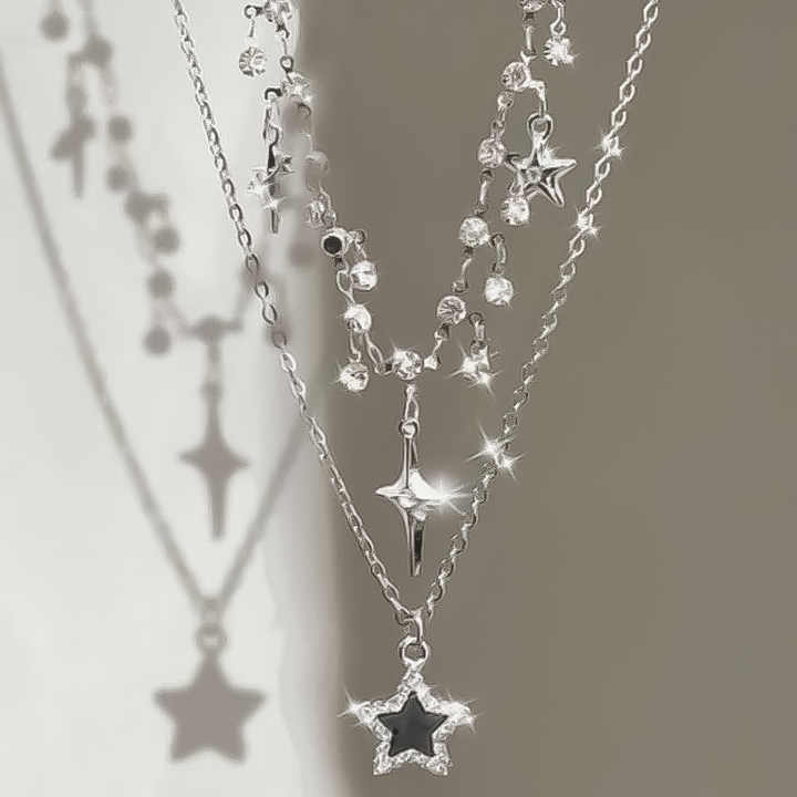 UNI-11222 - Sparkle Star Charms - Necklace Set Of 2