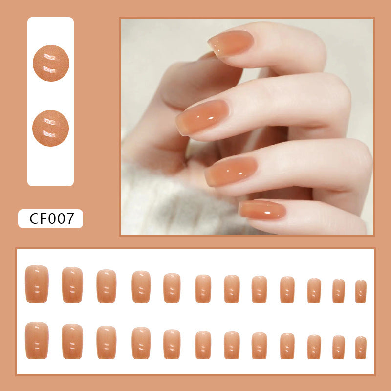 N-230 - Orange Jelly - Press On Nail Set Of 24 - Free 24 Pcs Sticker Sheet Included