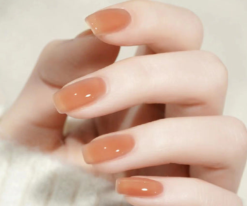 N-230 - Orange Jelly - Press On Nail Set Of 24 - Free 24 Pcs Sticker Sheet Included