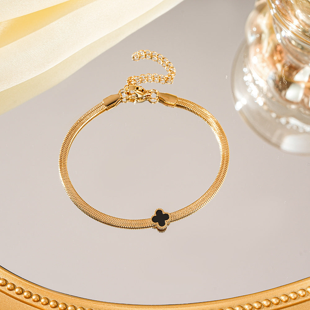 SS-11413 - Premium Gold Black Flower - Bracelet