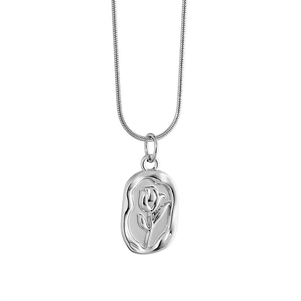 SS-11498 - Tulip Silver Flower - Necklace