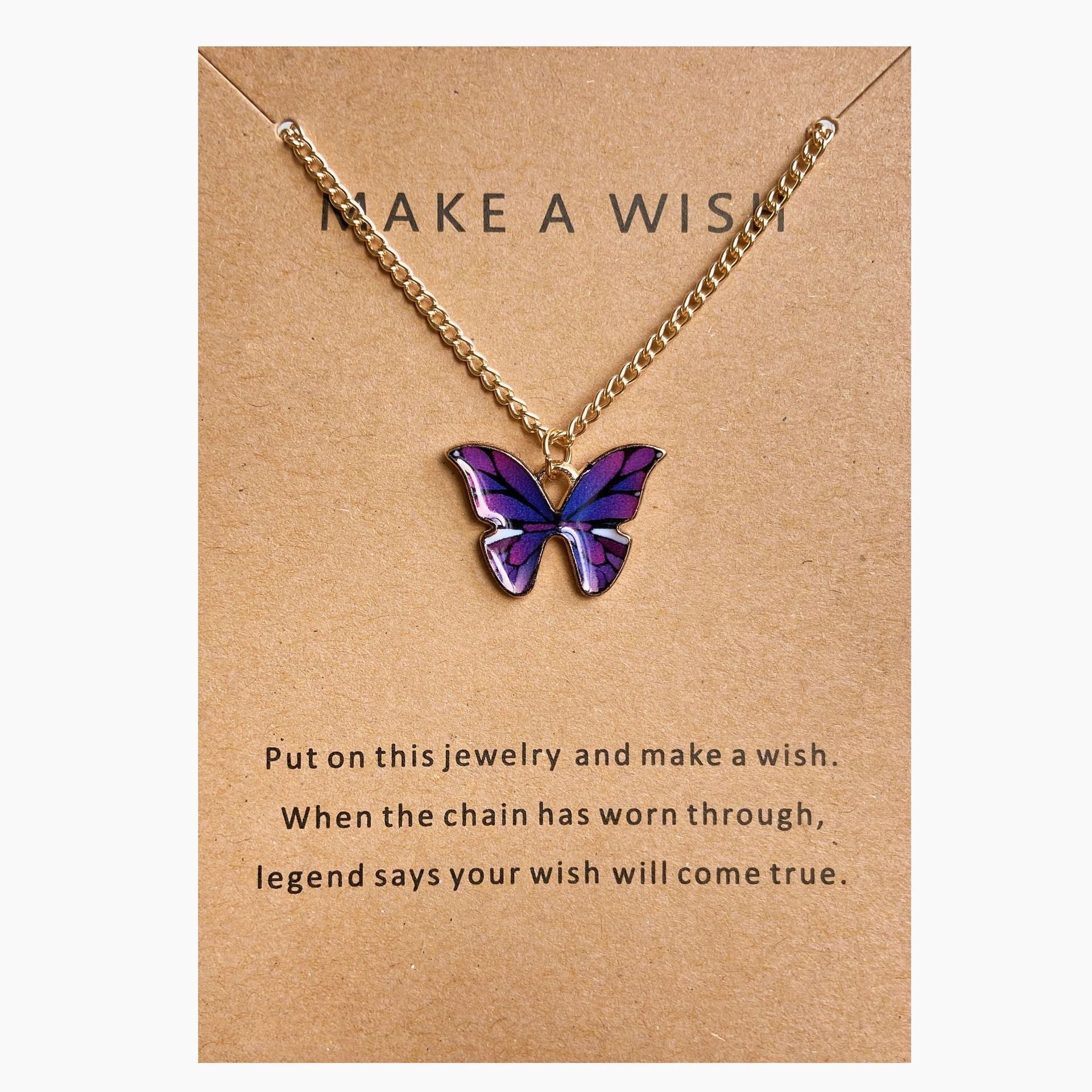 UNI-10635-2 - Purple Butterfly Gold - Necklace