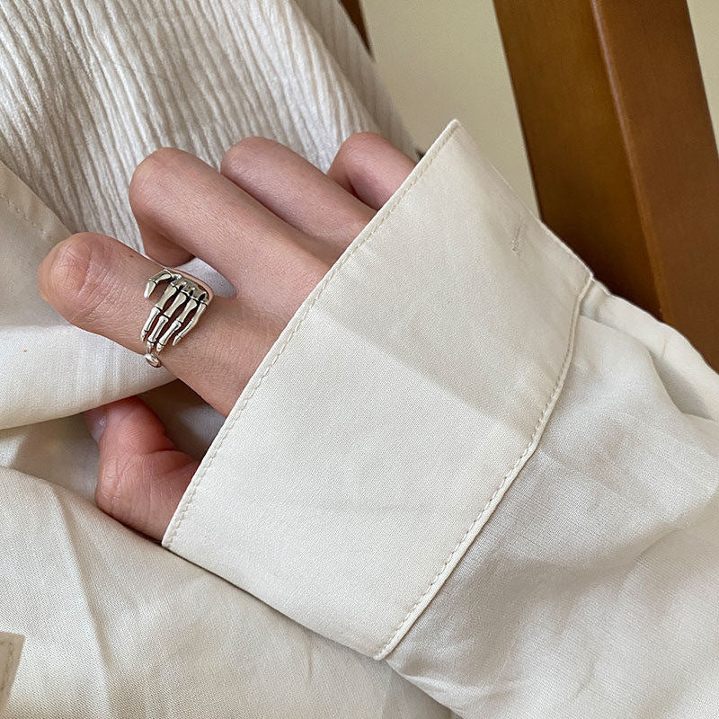 UNI-11153 -  Skeleton Hand  Silver Ring
