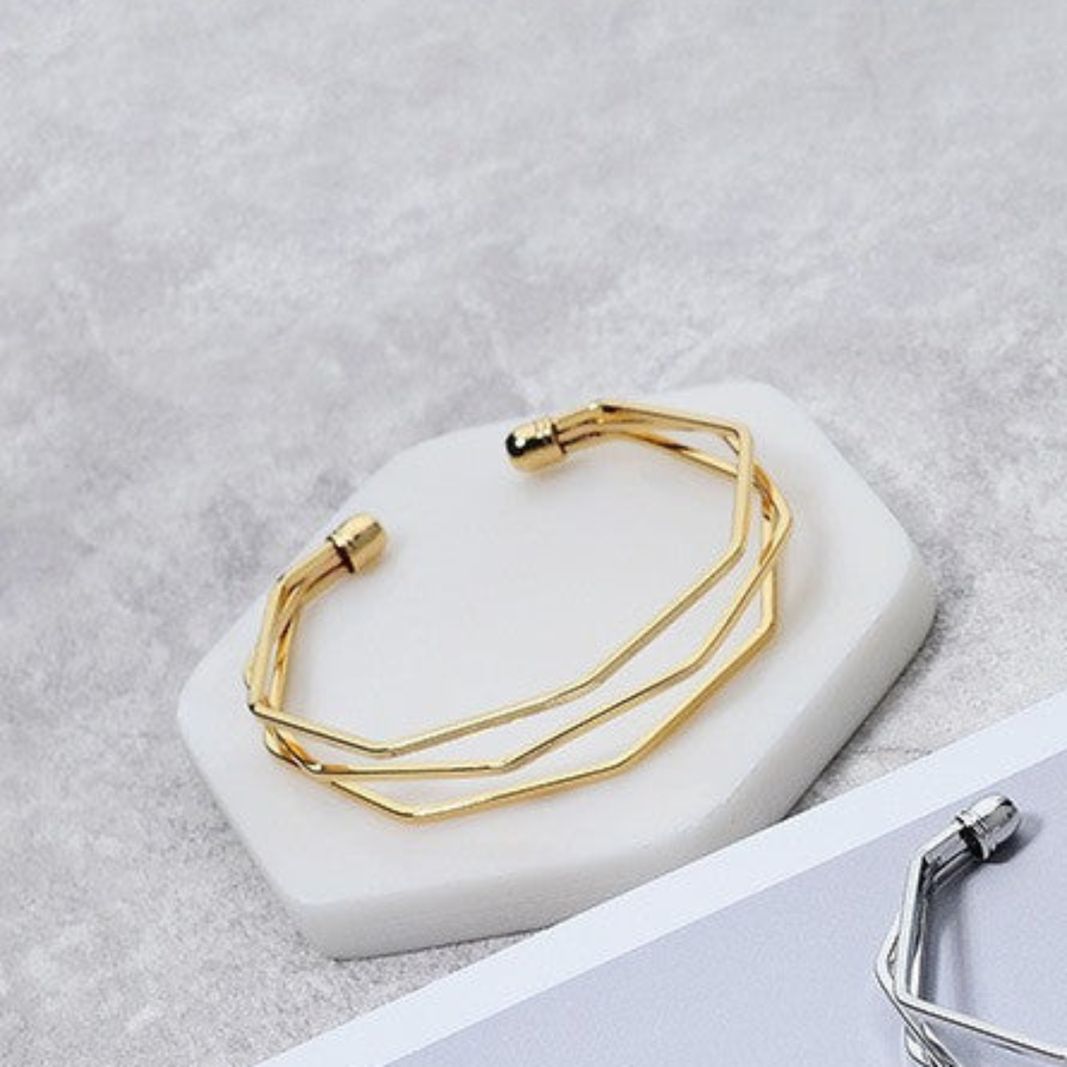 UNI-11282 - Gold Geometric Bangle - Bracelet Style 2