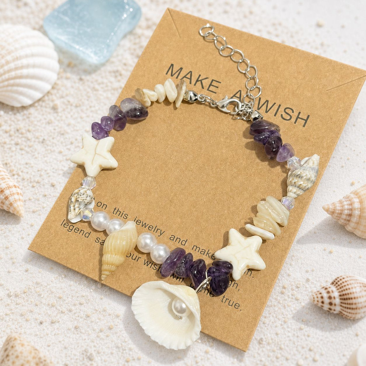 UNI-12470 -  Pearl Shell & Star Fish Natural Stone - Bracelet Style 4