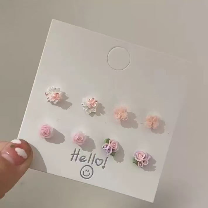 UNI-11582 - Pastel Flowers - Ear Studs Set Of 4