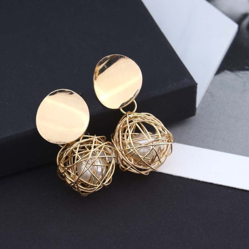 UNI-10588 - Classy Pearl Cage Foiled - Earring