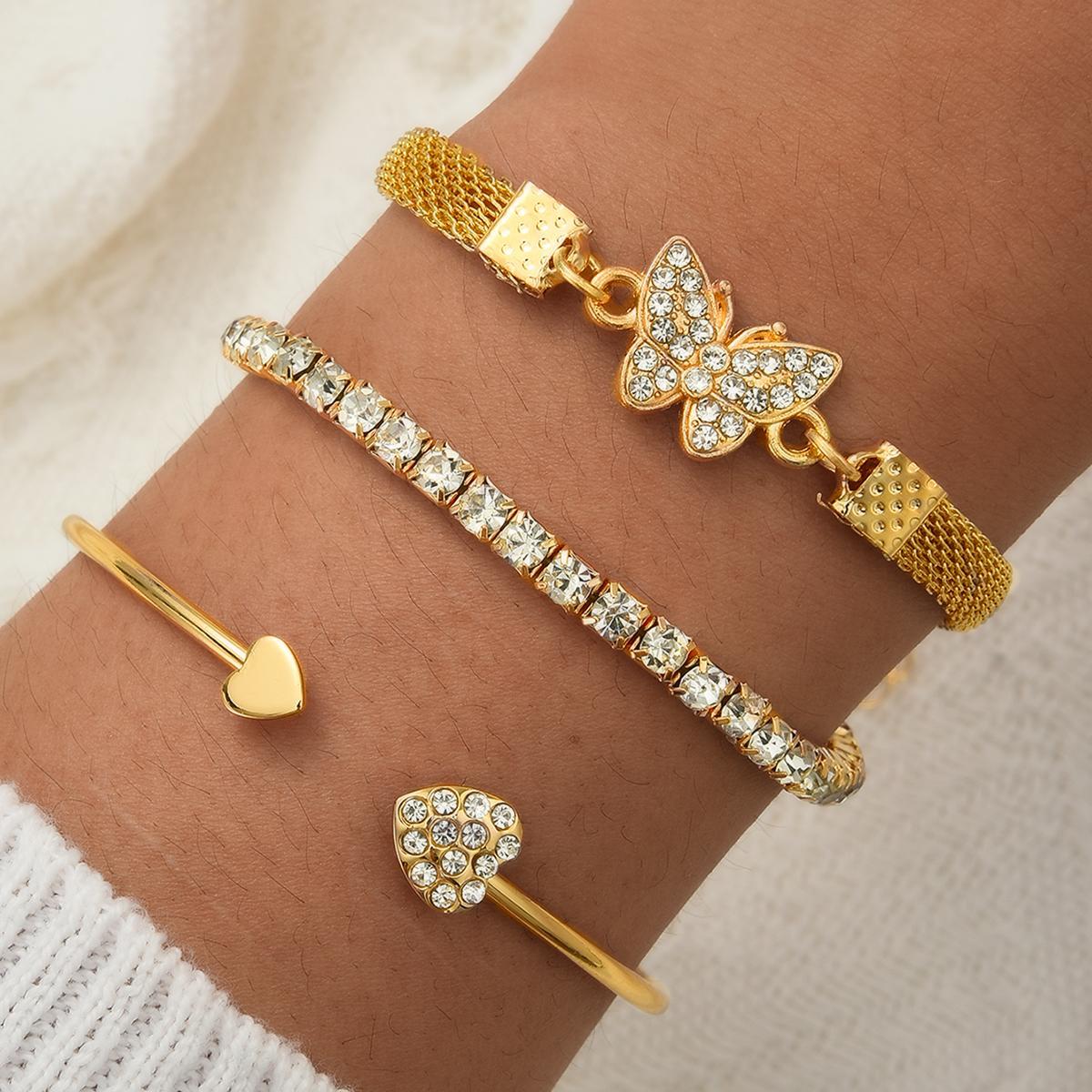 UNI-12826 - Butterfly Gold Bangle - Bracelet Set of 3