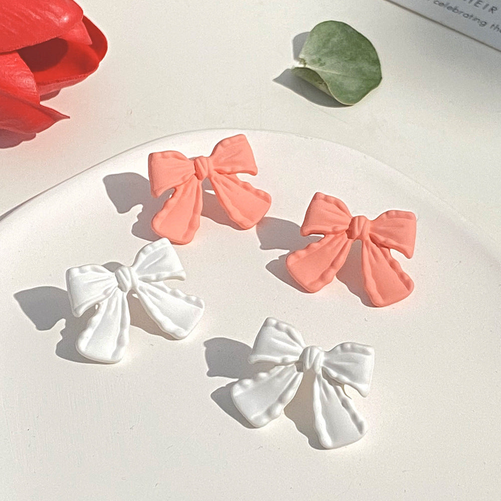 UNI-10974 - White Bow  - Earring