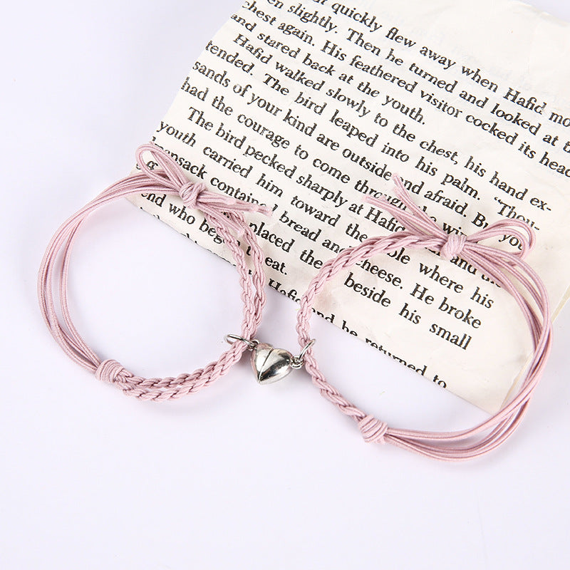 UNI-11748 - Pink Magnetic Heart - Bracelet Set