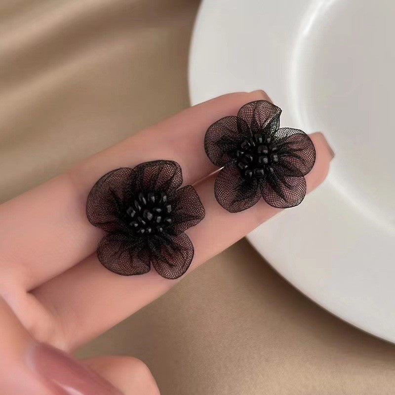 UNI-10896  - Black Flower - Earring