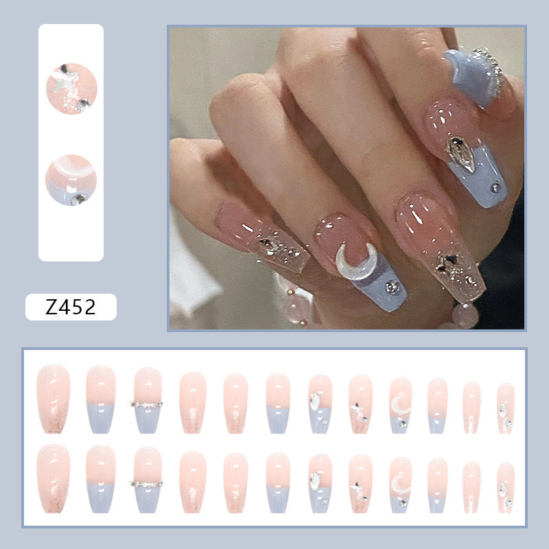 N-171 -Dreamy Moon & Sparkle  - Press On Nail Set Of 24