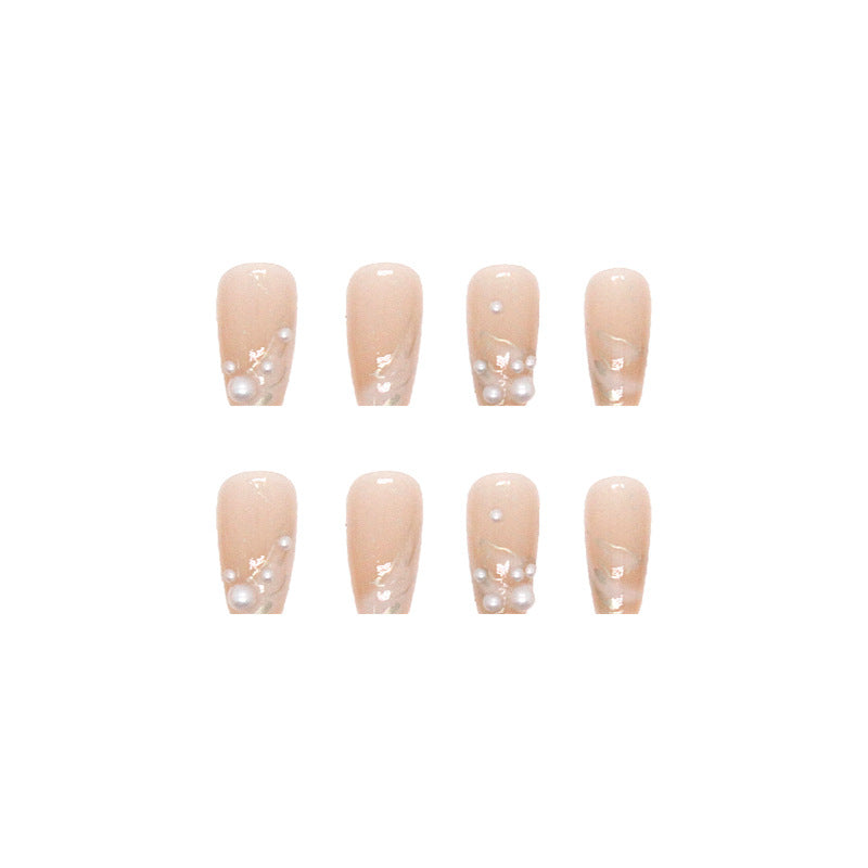 N-158 - Shiny White Pearl   - Press On Nail Set Of 24