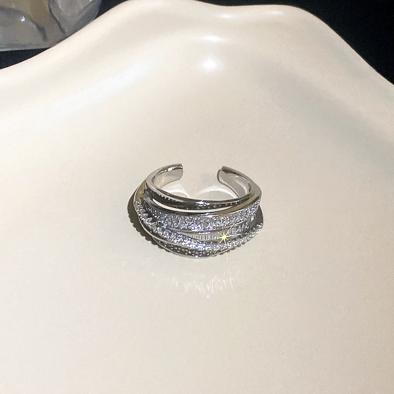 UNI-11835 - Fancy Diamonds Silver  - Ring