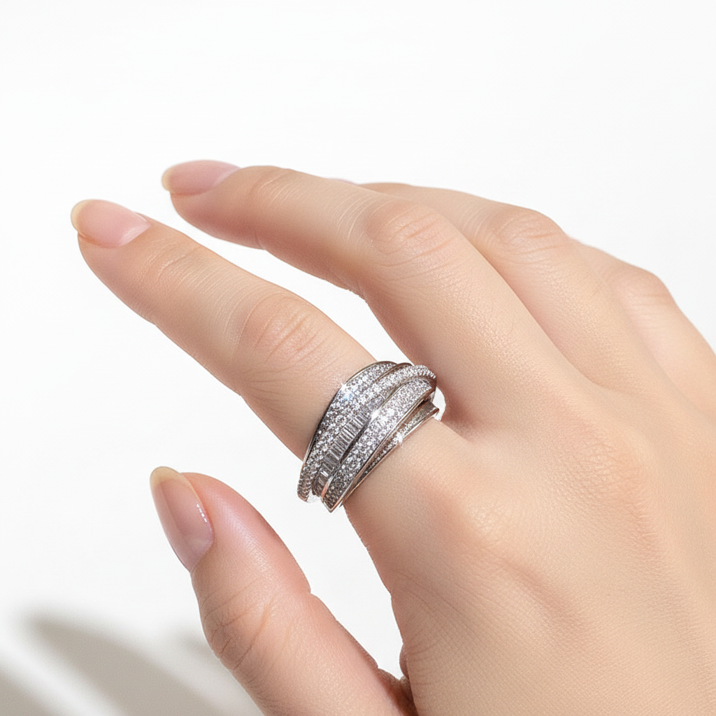 UNI-11835 - Fancy Diamonds Silver  - Ring