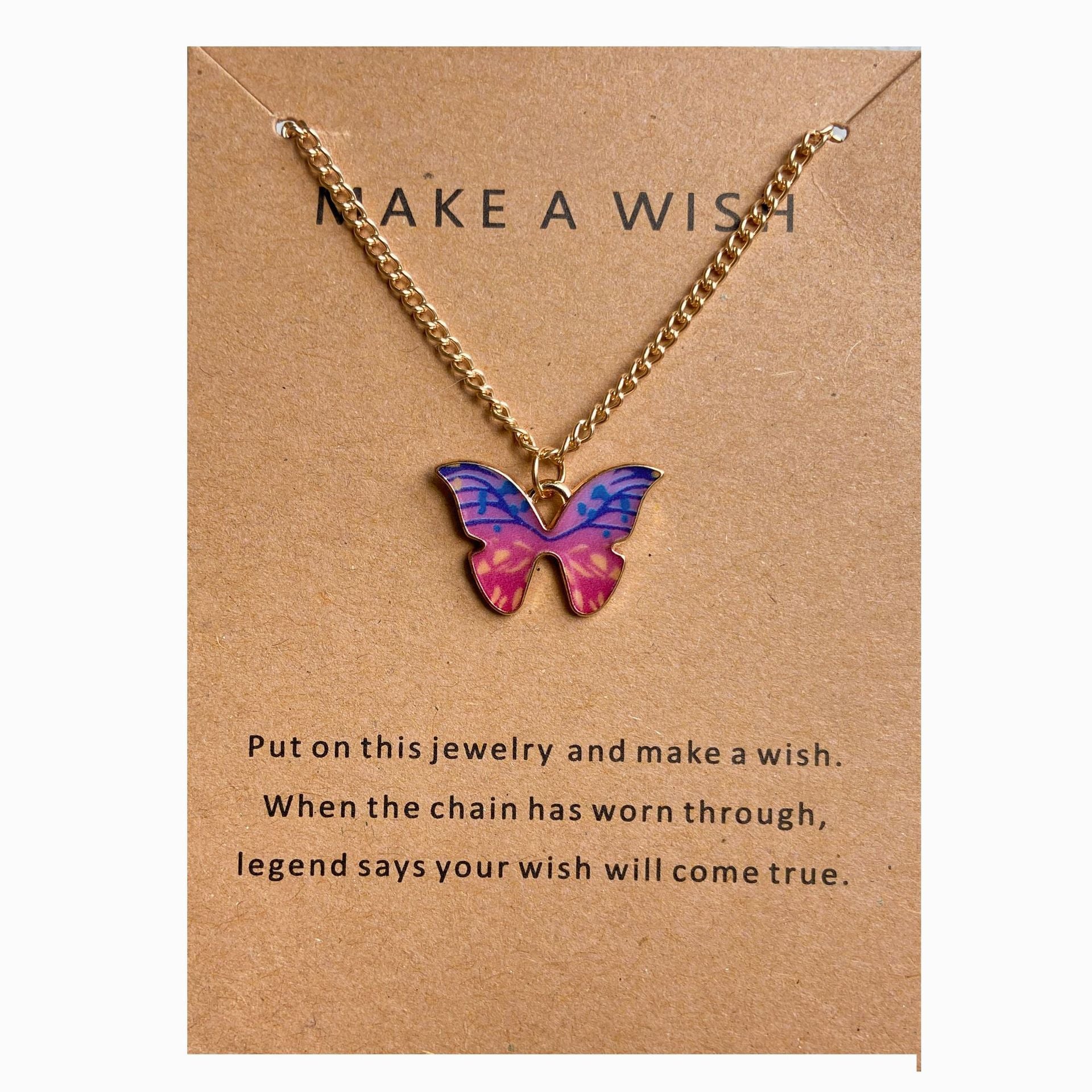UNI-10635-1 - Pink Butterfly Gold - Necklace