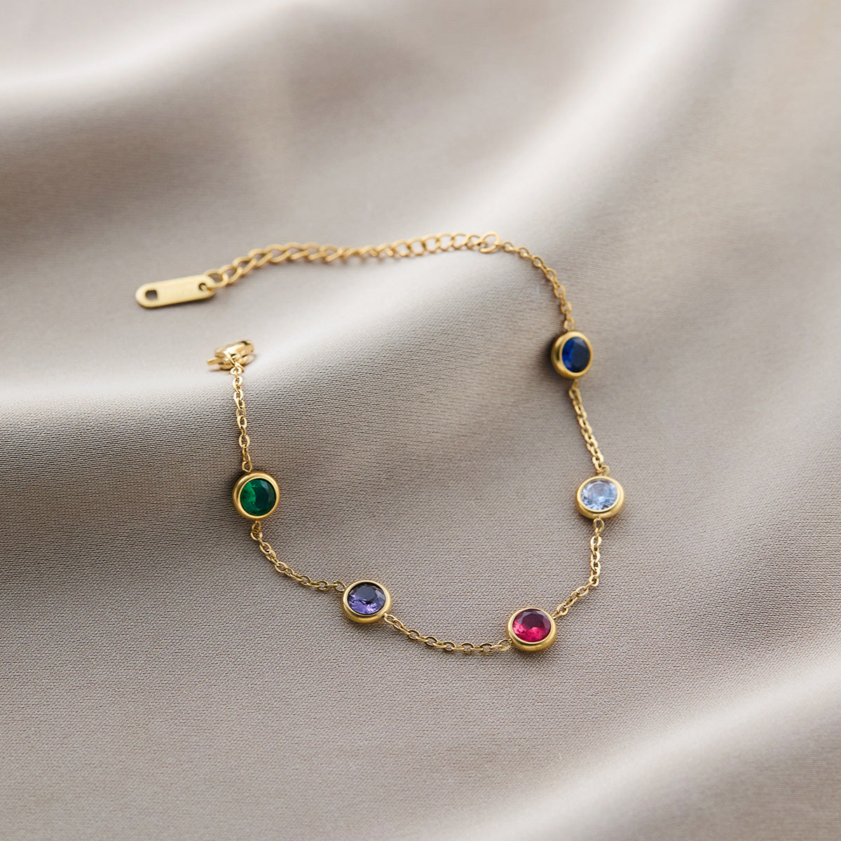 SS-10834-1 - Multi Colored Diamonds Gem Gold - Bracelet