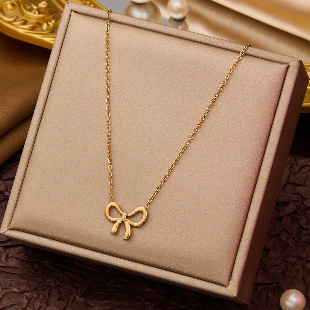 SS-10815 - Gold Bow  - Necklace