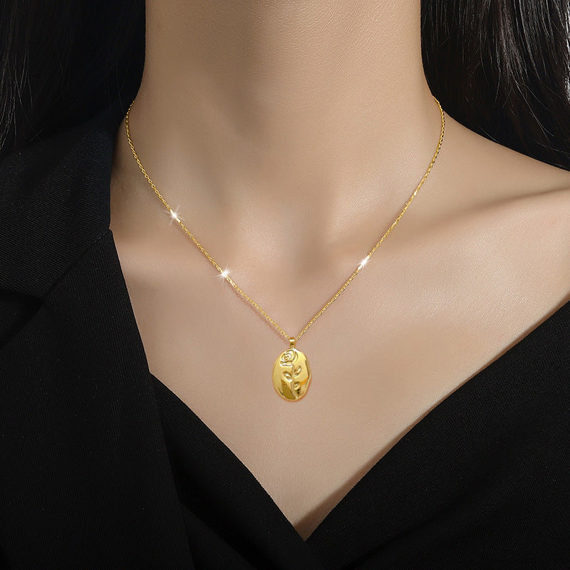 SS-12061 - Gold Plated Rose  - Necklace