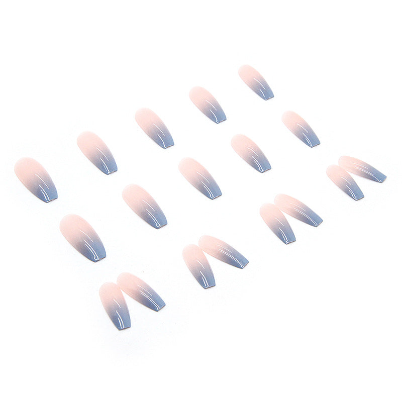 N-192 -  Pastel Blue & Pink & Diamonds Fancy - Press On Nail Set Of 24