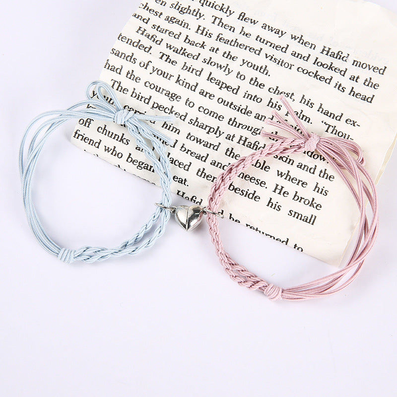 UNI-11752 - Blue & Pink Magnetic Heart - Bracelet Set