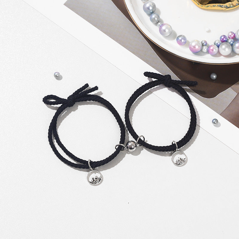 UNI-11793 - Tree Charm Magnetic Black  - Bracelet Set