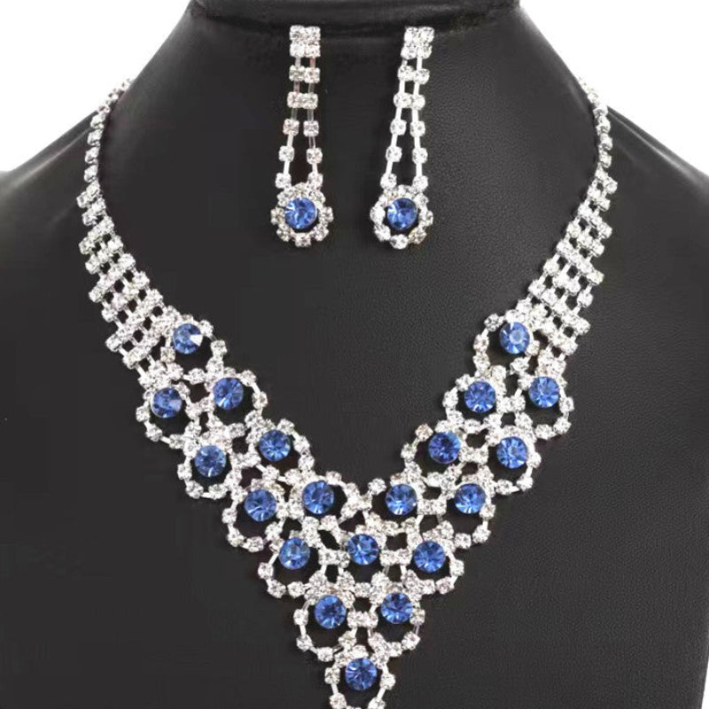 UNI-11924 - Fancy Blue Diamonds Silver  - Jewelry Set