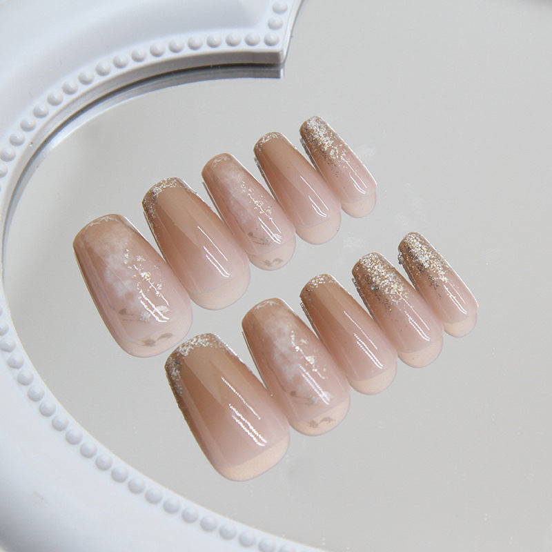 N-170 - Silver Foil Shiny - Press On Nail Set Of 24