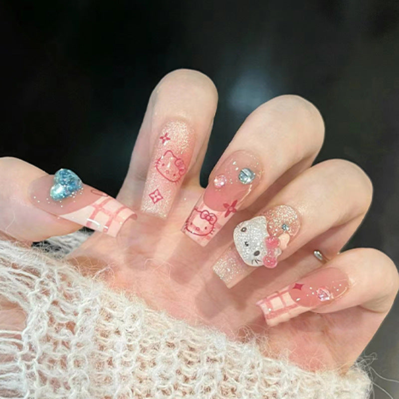 N-155 - Hello Kitty Pink - Press On Nail Set Of 24