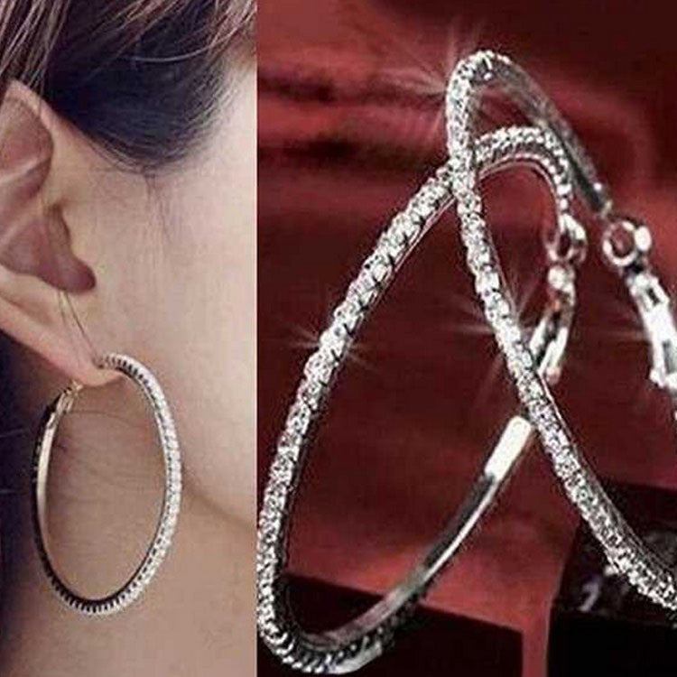 UNI-10503 - Diamonds Hoop Circle  - Earring