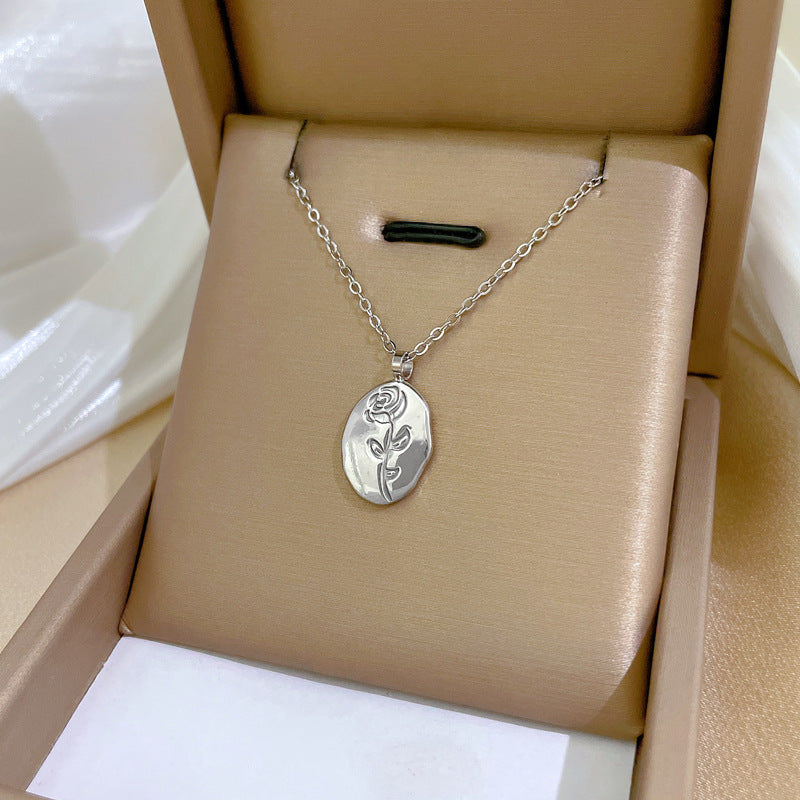 SS-12062 - Silver Plated Rose  - Necklace