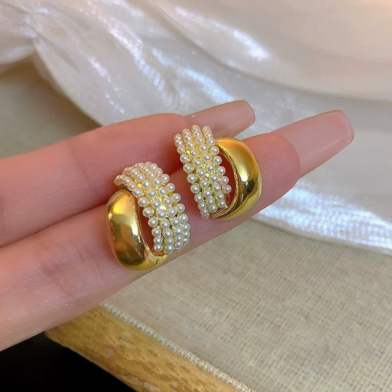 UNI-12259 - Pearly Glam Gold Glam - Earring