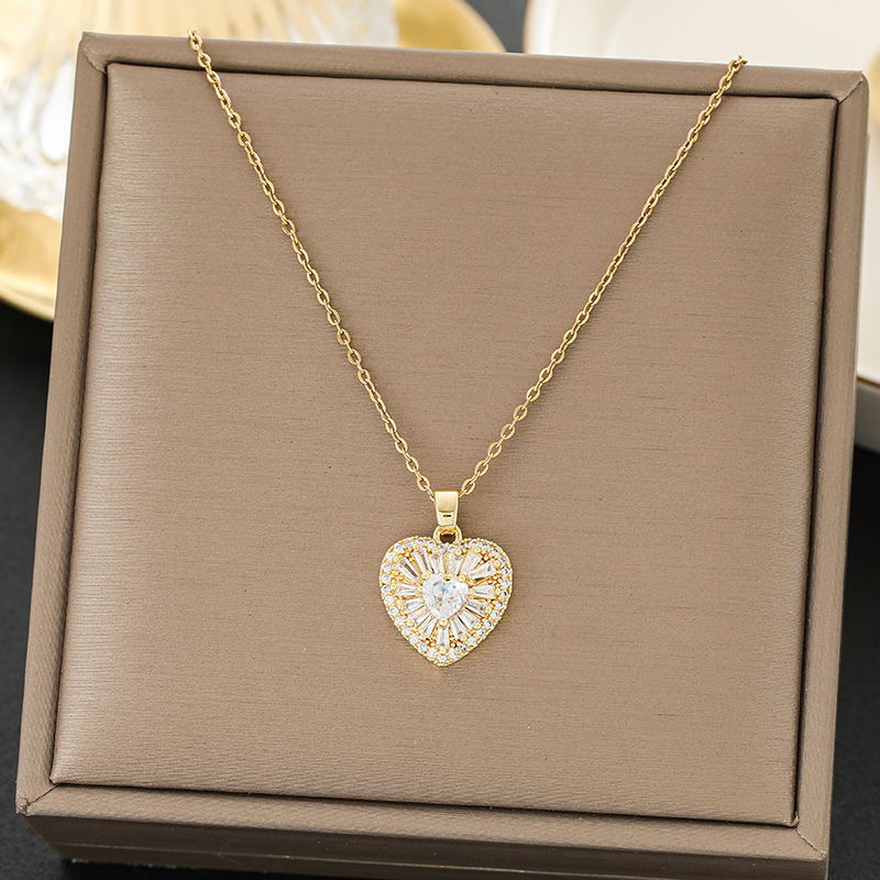 SS-11892 - Sparkle Diamonds Heart  Gold - Necklace