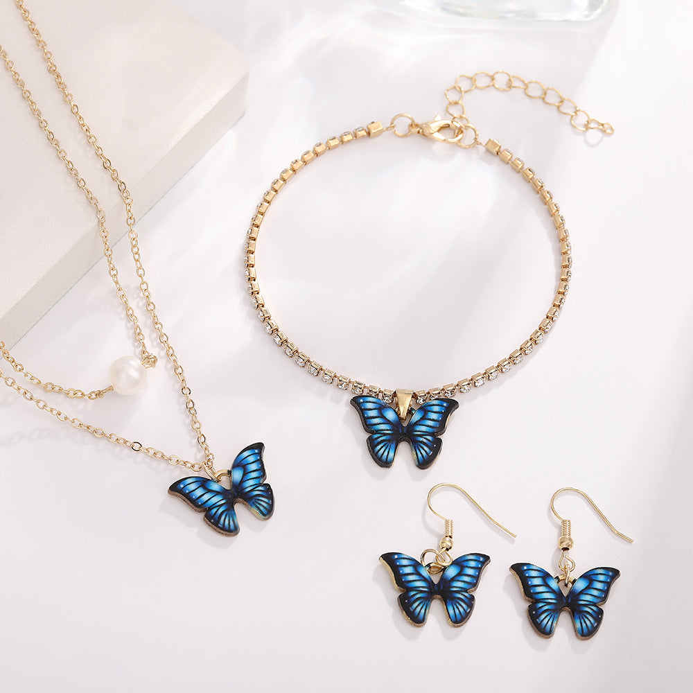 UNI-10542 - Blue Butterfly Gold  - Jewelry Set