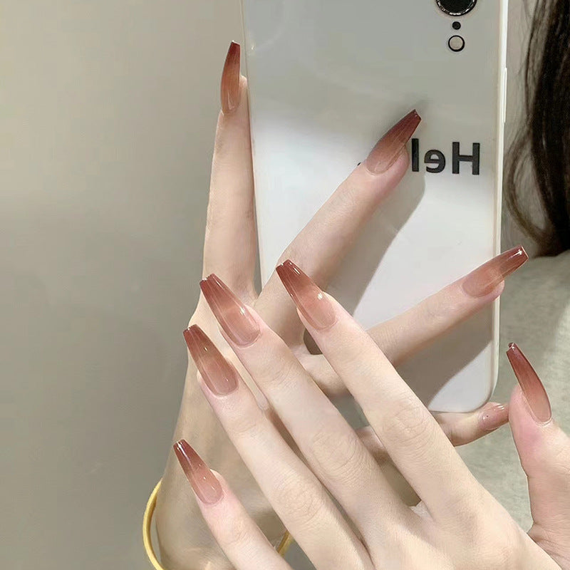 N-188 -  Leather Brown Color - Press On Nail Set Of 24