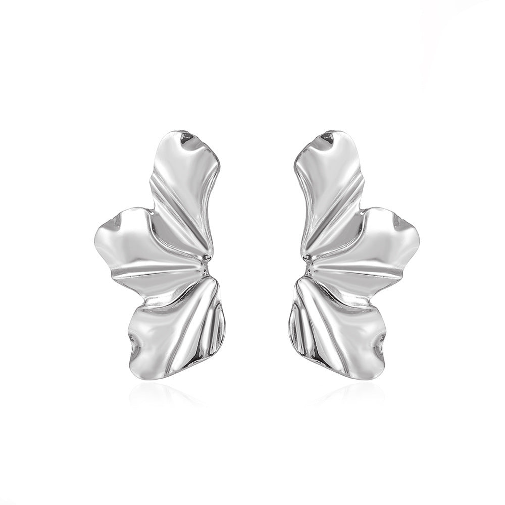 UNI-10941 - Silver Half Flower - Earring