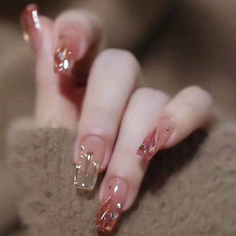 N-169 - Crystal Foil Double Shade - Press On Nail Set Of 24